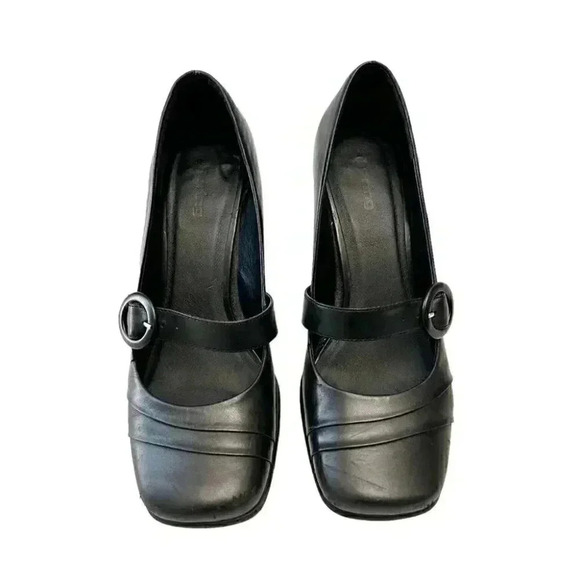 Vintage Spring High  Heel Mary Jane Pumps Genuine Leather Black Size 7.5 EU 38 - Picture 3 of 15
